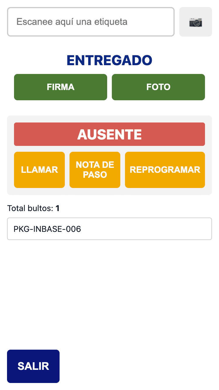 AMXpress mobile interface for delivery workflows.